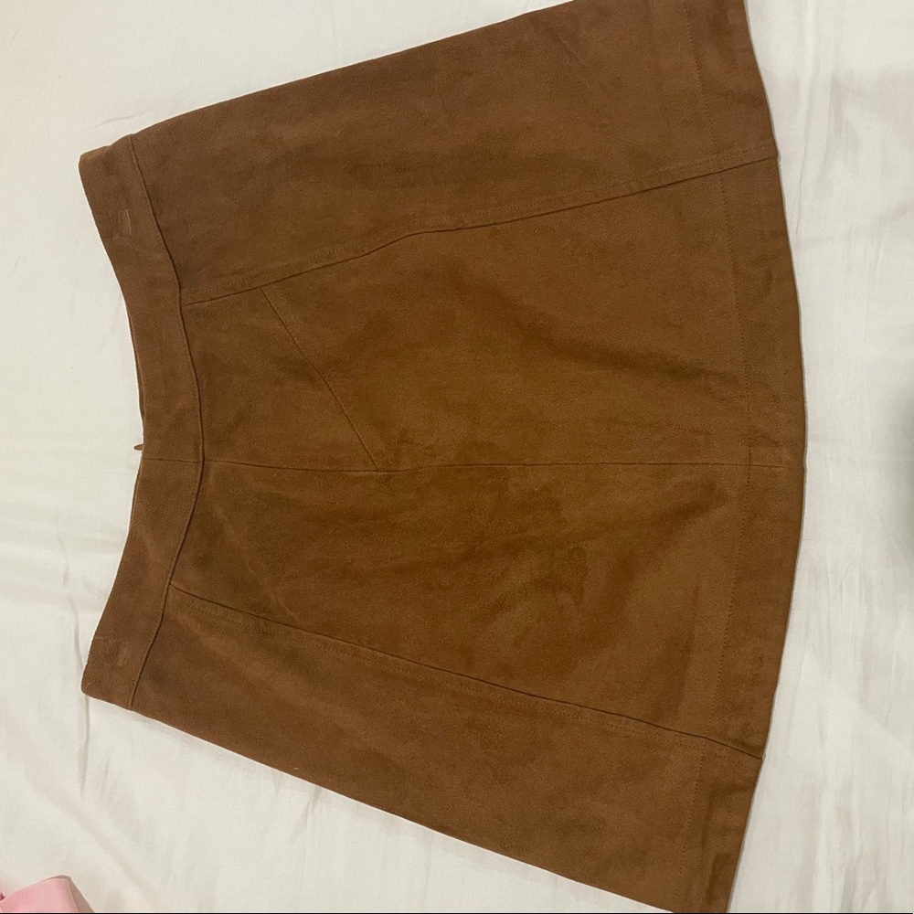 Brown Vegan Suede Abercrombie A-Line mini skirt